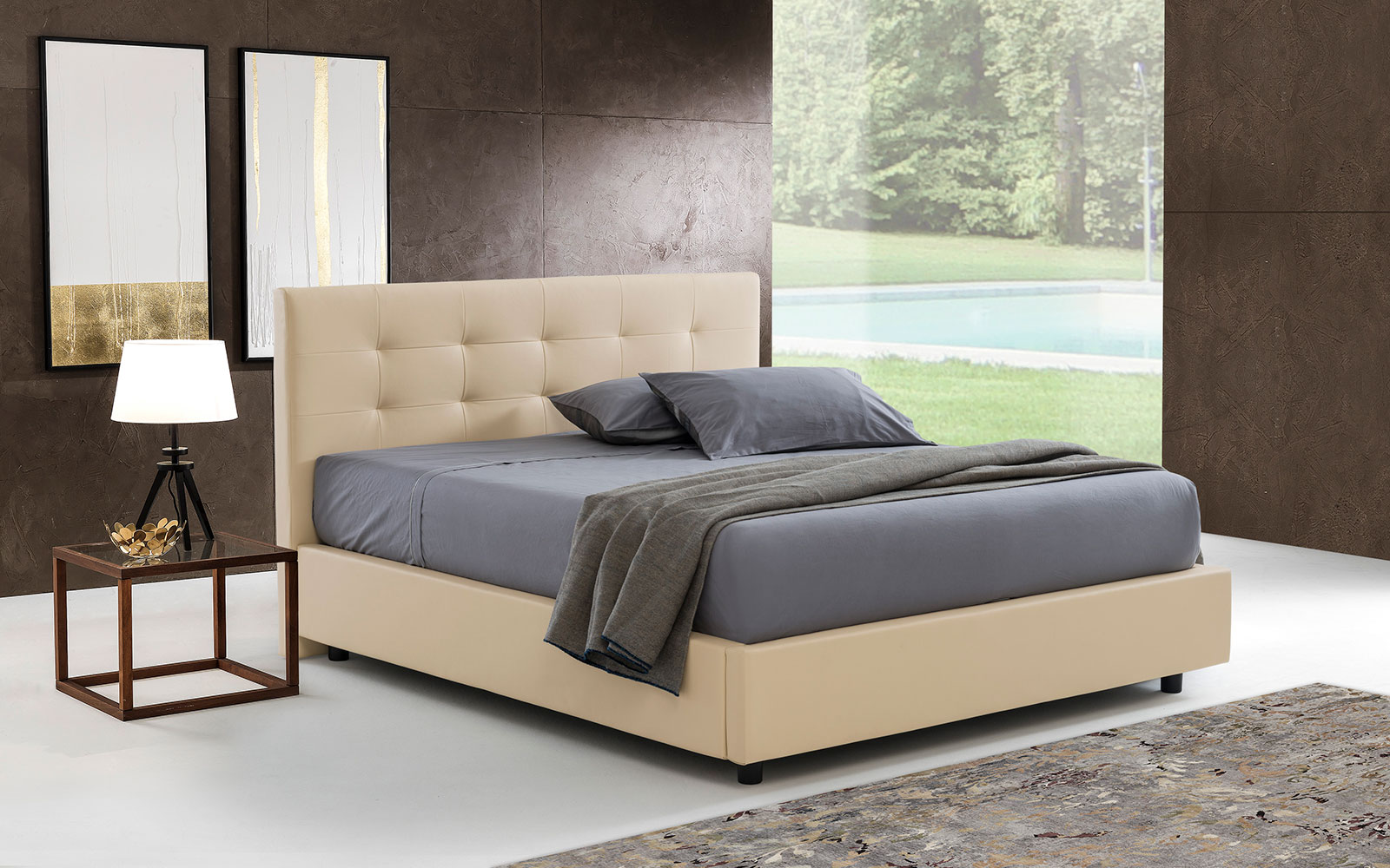 Letto contenitore beige