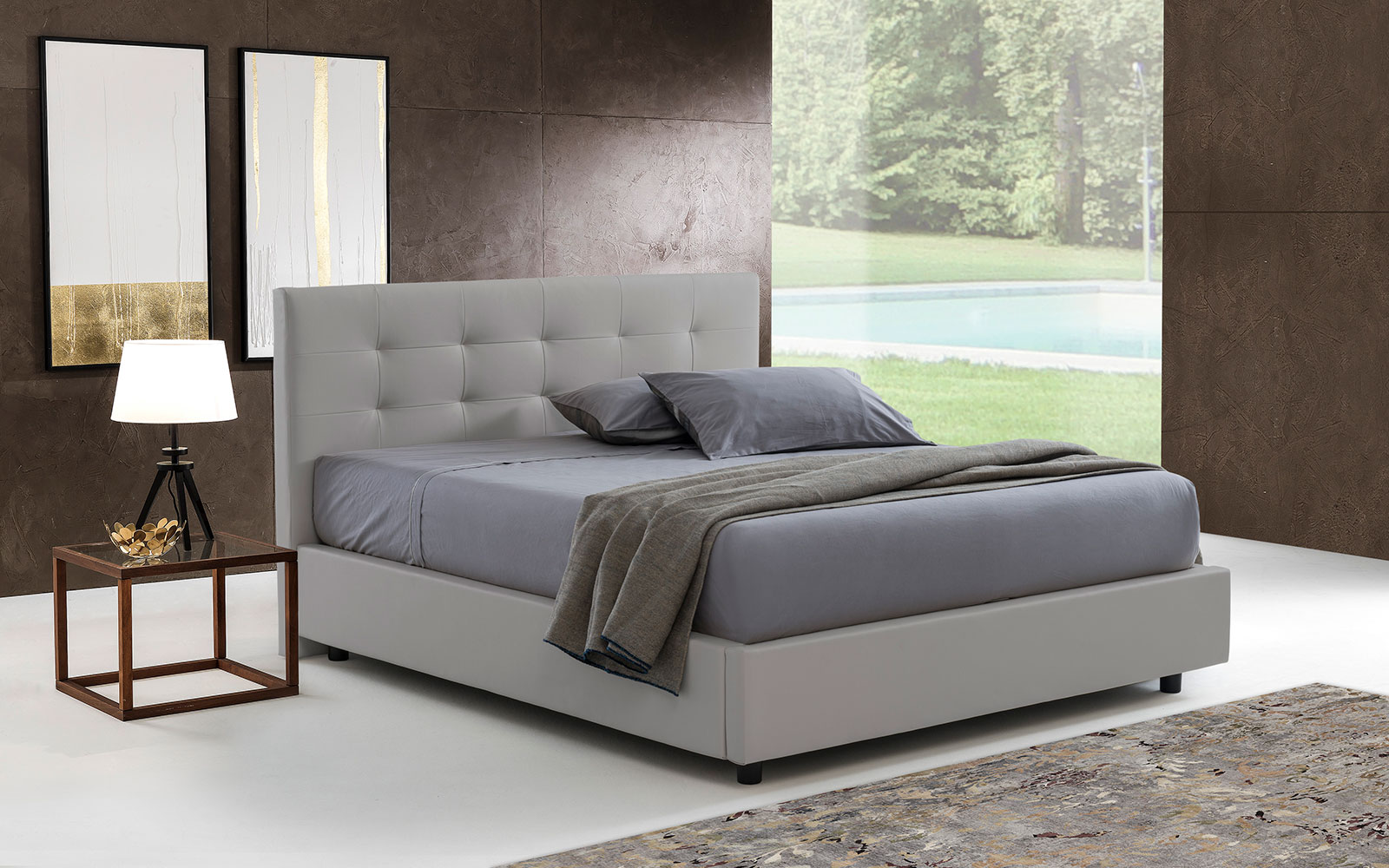 Letto contenitore grigio